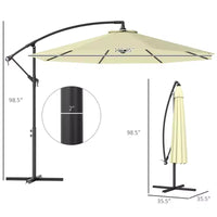 Parasol de patio cantilever inclinable deporte 10', materiau resistant aux UV et à l'eau, avec base en croix (poids non inclus)