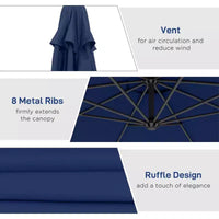 Parasol de patio cantilever inclinable deporte 10', materiau resistant aux UV et à l'eau, avec base en croix (poids non inclus)