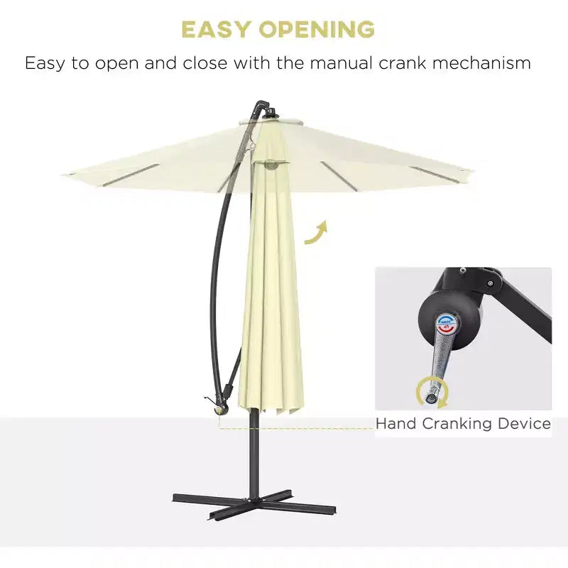 Parasol de patio cantilever inclinable deporte 10', materiau resistant aux UV et à l'eau, avec base en croix (poids non inclus)