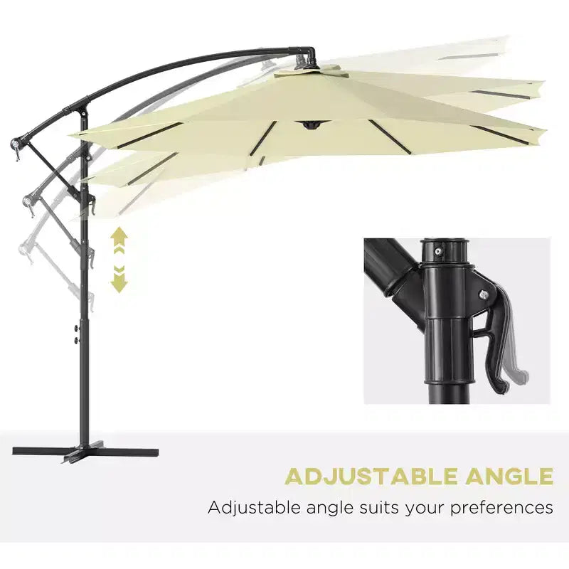 Parasol déporté inclinable de 3 m avec matériau résistant aux UV et à l'eau et base en croix (poids non inclus)