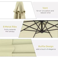 Parasol de patio cantilever inclinable deporte 10', materiau resistant aux UV et à l'eau, avec base en croix (poids non inclus)
