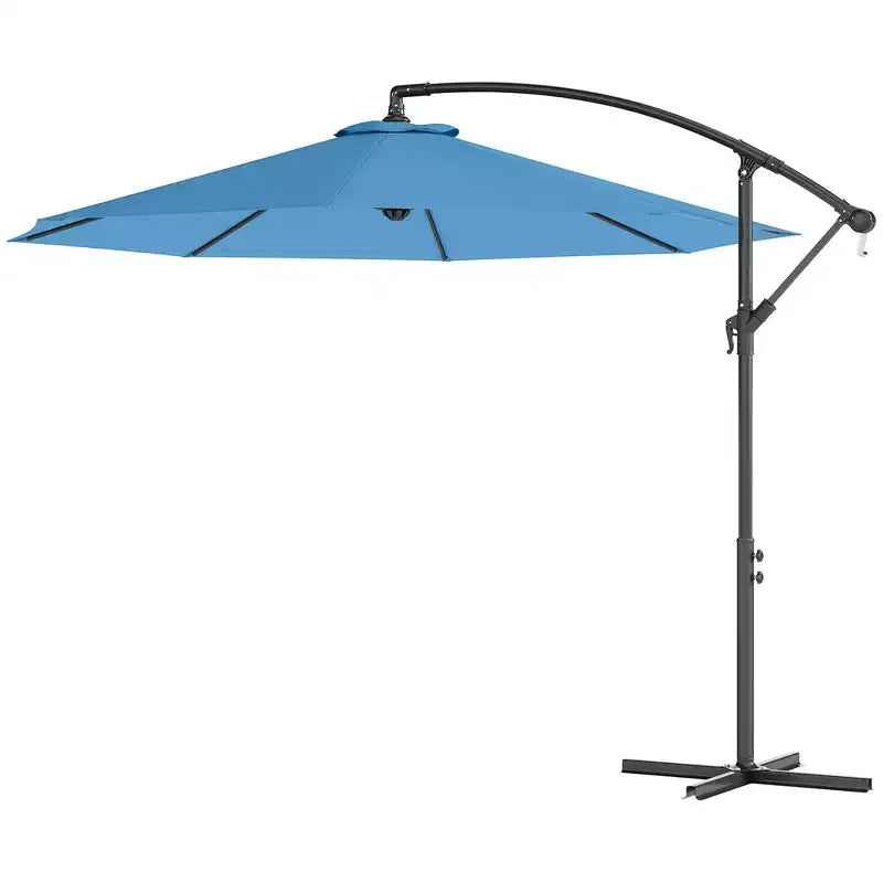 Parasol de patio cantilever inclinable deporte 10', materiau resistant aux UV et à l'eau, avec base en croix (poids non inclus)