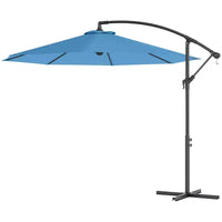 Parasol de patio cantilever inclinable deporte 10', materiau resistant aux UV et à l'eau, avec base en croix (poids non inclus)