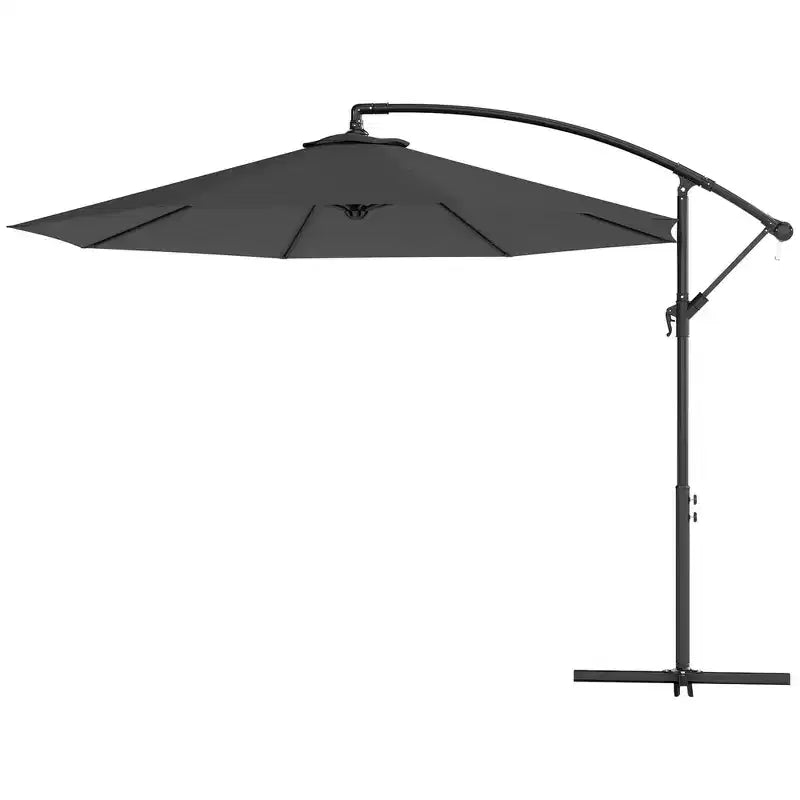 Parasol déporté inclinable de 3 m avec matériau résistant aux UV et à l'eau et base en croix (poids non inclus)