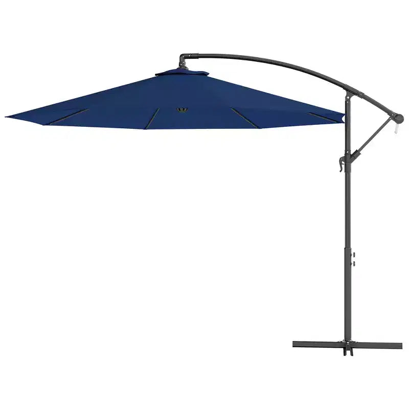 Parasol de patio cantilever inclinable deporte 10', materiau resistant aux UV et à l'eau, avec base en croix (poids non inclus)
