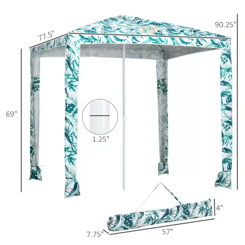 Parasol de plage rapide, parasol de 2 m à montage facile avec sacs de sable et sac de transport, protection UV50+ pour enfants et famille