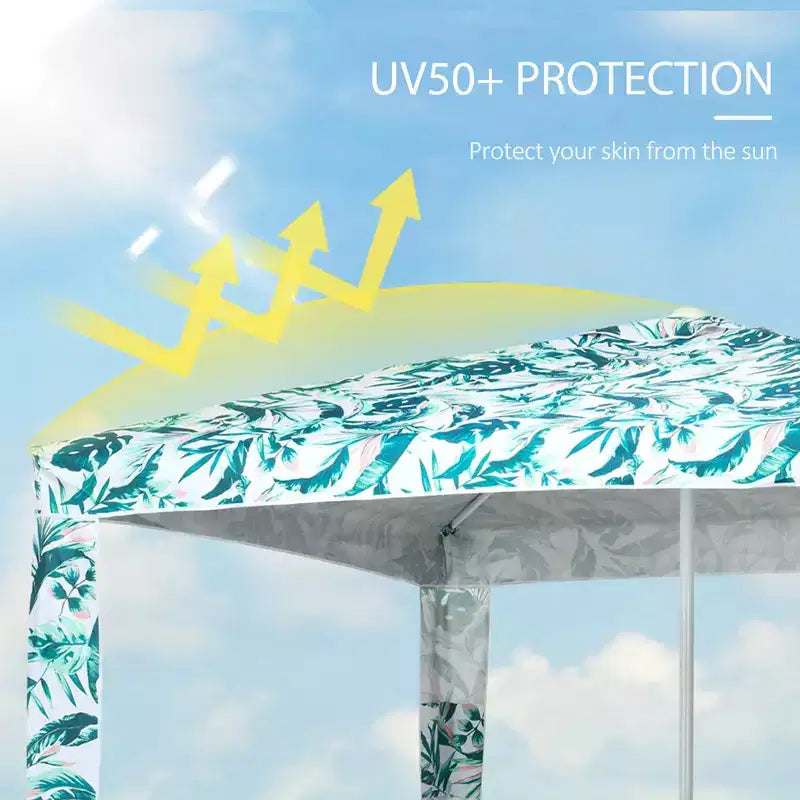 Parasol de plage rapide, parasol de 2 m à montage facile avec sacs de sable et sac de transport, protection UV50+ pour enfants et famille