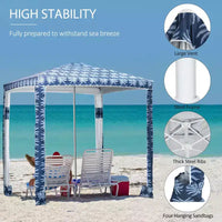 Parasol de plage rapide, parasol de 2 m à montage facile avec sacs de sable et sac de transport, protection UV50+ pour enfants et famille