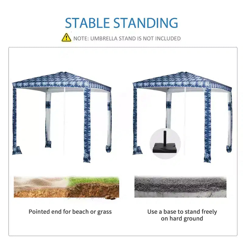 Parasol de plage rapide, parasol de 2 m à montage facile avec sacs de sable et sac de transport, protection UV50+ pour enfants et famille
