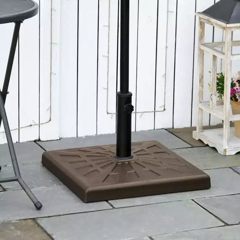 Base de parasol de patio en resine 42 lb, support de parasol carre d'extérieur 20 pour mâts de 1,26, 1,5 et 1,9 dia