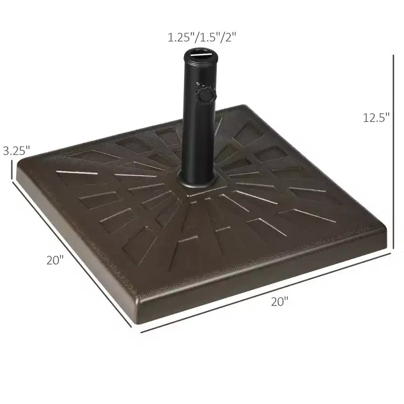 Base de parasol de patio en resine 42 lb, support de parasol carre d'extérieur 20 pour mâts de 1,26, 1,5 et 1,9 dia