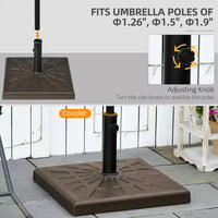 Base de parasol de patio en resine 42 lb, support de parasol carre d'extérieur 20 pour mâts de 1,26, 1,5 et 1,9 dia