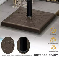 Base de parasol de patio en resine 42 lb, support de parasol carre d'extérieur 20 pour mâts de 1,26, 1,5 et 1,9 dia
