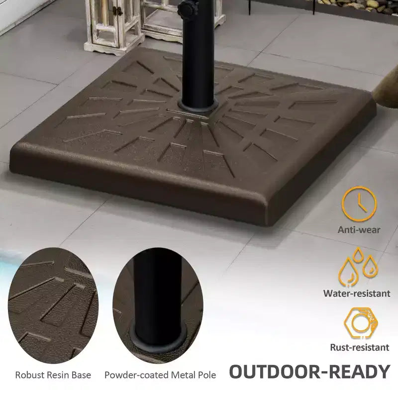 Base de parasol de patio en resine 42 lb, support de parasol carre d'extérieur 20 pour mâts de 1,26, 1,5 et 1,9 dia