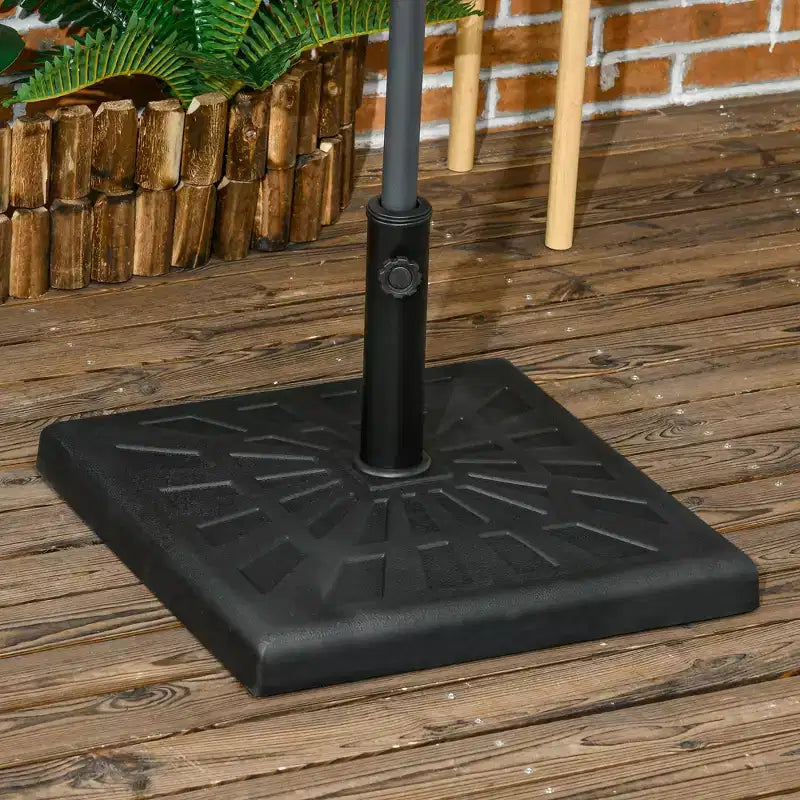 Base de parasol de patio en resine 42 lb, support de parasol carre d'extérieur 20 pour mâts de 1,26, 1,5 et 1,9 dia