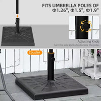 Base de parasol de patio en resine 42 lb, support de parasol carre d'extérieur 20 pour mâts de 1,26, 1,5 et 1,9 dia