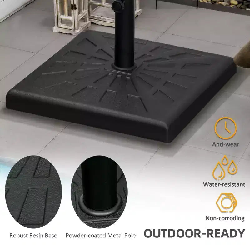 Base de parasol de patio en resine 42 lb, support de parasol carre d'extérieur 20 pour mâts de 1,26, 1,5 et 1,9 dia