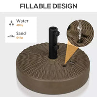 Pied de parasol pour mâts de 1,5 ou 2, base de parasol ronde à remplir pour l'extérieur, la pelouse, la terrasse.