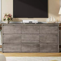 Commode en bois à 9 tiroirs pour chambre à coucher, grande commode moderne, grand meuble de rangement pour salon, couloir ou entrée.
