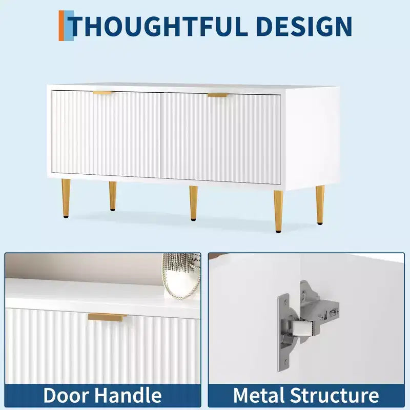 Banc à chaussures cannelé moderne COZONY 42 po avec meuble, banc à chaussures d'entrée en bois pour couloir, hall, vestibule ou porte d'entrée