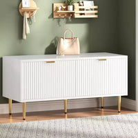 Banc à chaussures cannelé moderne COZONY 42 po avec meuble, banc à chaussures d'entrée en bois pour couloir, hall, vestibule ou porte d'entrée