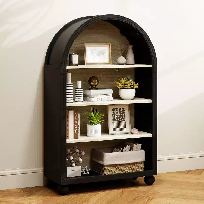 GDFStudio Sade Meuble de Rangement Moderne à 4 Niveaux, en Bois et Métal, avec Bords Sculptés, 71,1 cm