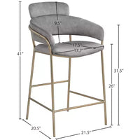 Meridian Furniture, Tabouret de comptoir en velours Yara