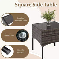 Costway Ensemble de mobilier de terrasse en rotin tressé 3 pièces, ensemble bistro de conversation d'extérieur rembourré, Marron mixte + Beige/Blanc cassé