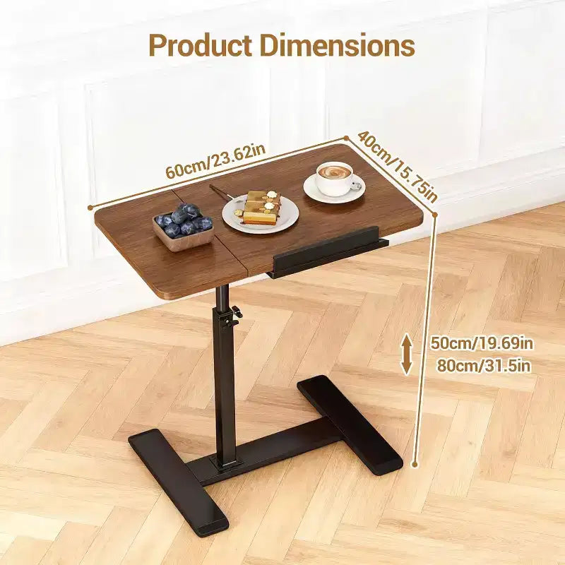 Table de chevet à hauteur réglable avec roulettes, plateau séparé, table de chevet inclinable, bureau debout mobile pour ordinateur portable, chariot avec rangement pour hôpital