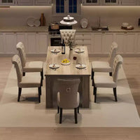 Table de salle à manger rectangulaire rustique pour 4-8, grande table de cuisine et salle à manger style farmhouse 63/71, pieds triangulaires renforcés, plateau en bois pour appartements