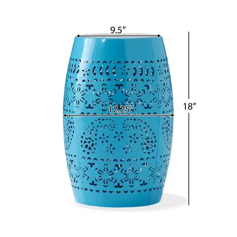 Table d'appoint en metal d'extérieur et d'interieur avec design ajoure en dentelle, table d'appoint tonneau pour patio, jardin et salon, sans montage requis - Panipeachy