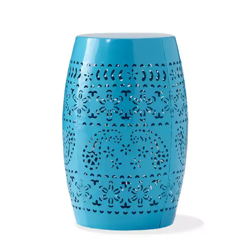 Table d'appoint en metal d'extérieur et d'interieur avec design ajoure en dentelle, table d'appoint tonneau pour patio, jardin et salon, sans montage requis - Panipeachy