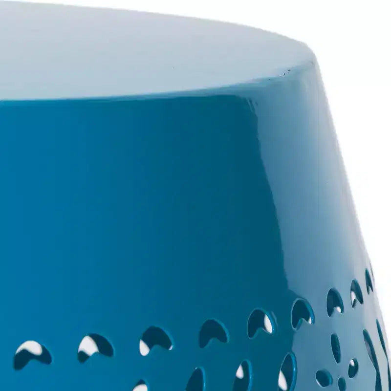 Table d'appoint en metal d'extérieur et d'interieur avec design ajoure en dentelle, table d'appoint tonneau pour patio, jardin et salon, sans montage requis - Panipeachy