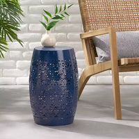 Table d'appoint en metal d'extérieur et d'interieur avec design ajoure en dentelle, table d'appoint tonneau pour patio, jardin et salon, sans montage requis - Panipeachy