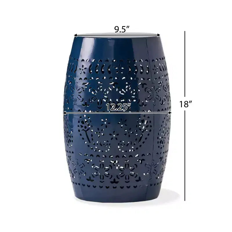 Table d'appoint en metal d'extérieur et d'interieur avec design ajoure en dentelle, table d'appoint tonneau pour patio, jardin et salon, sans montage requis - Panipeachy