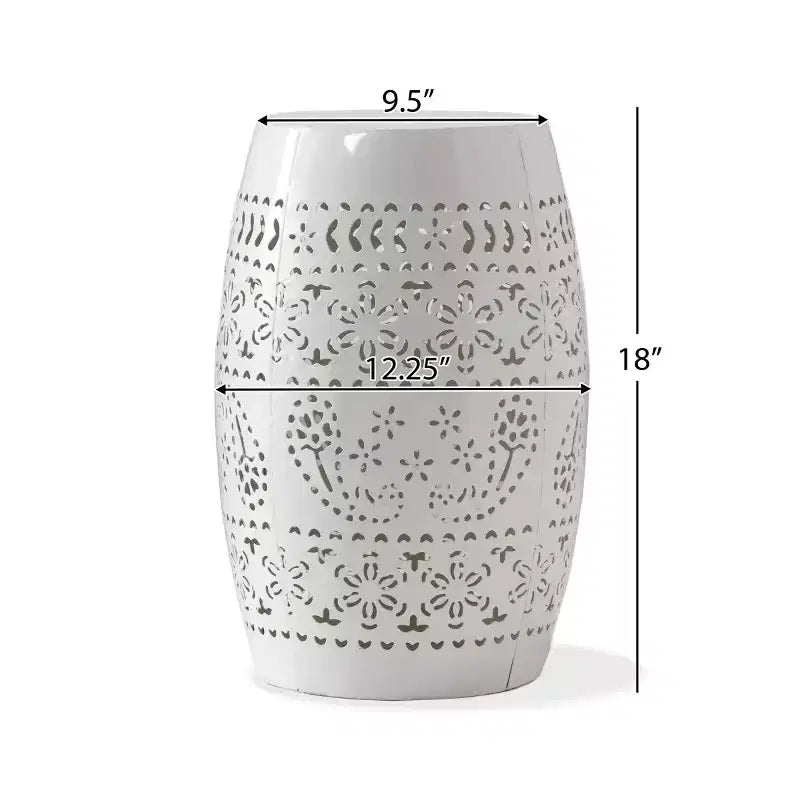 Table d'appoint en metal d'extérieur et d'interieur avec design ajoure en dentelle, table d'appoint tonneau pour patio, jardin et salon, sans montage requis - Panipeachy