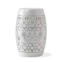 Table d'appoint en metal d'extérieur et d'interieur avec design ajoure en dentelle, table d'appoint tonneau pour patio, jardin et salon, sans montage requis - Panipeachy