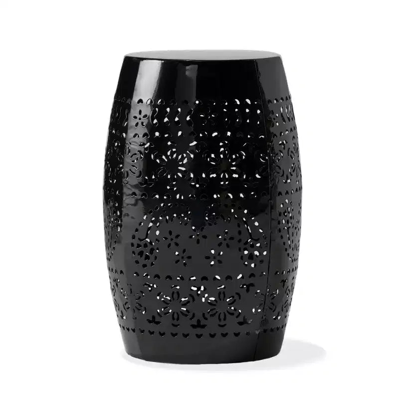 Table d'appoint en metal d'extérieur et d'interieur avec design ajoure en dentelle, table d'appoint tonneau pour patio, jardin et salon, sans montage requis - Panipeachy