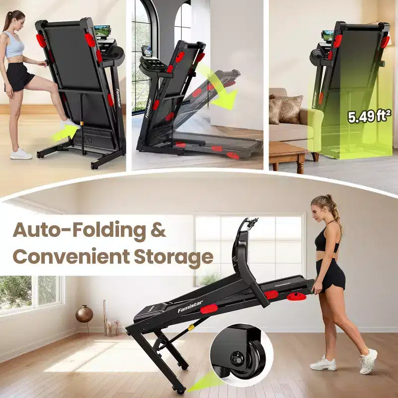 Offre Flash Tapis Roulant - Tapis roulant pliable 3,75 CV avec haut-parleur, deux modes de contrôle : Console et Application, grand écran, 105 programmes, 14,5 km/h, Noir