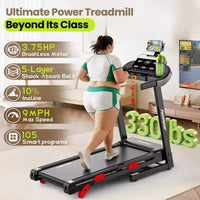 Offre Flash Tapis Roulant - Tapis roulant pliable 3,75 CV avec haut-parleur, deux modes de contrôle : Console et Application, grand écran, 105 programmes, 14,5 km/h, Noir
