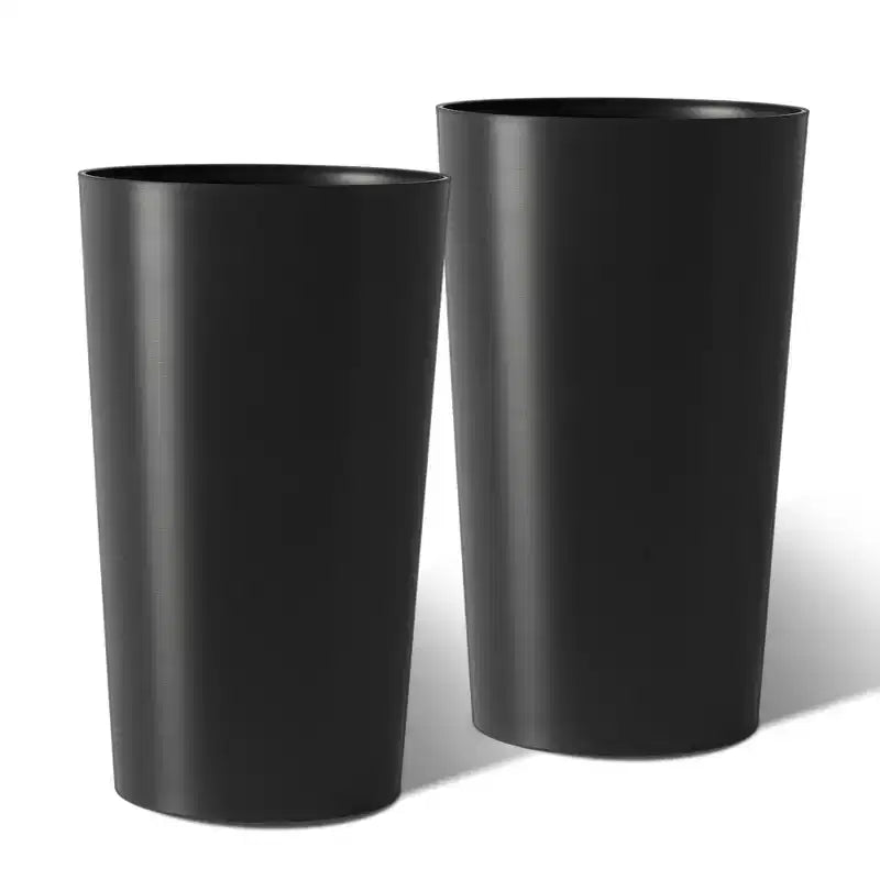 Lot de 2 jardinières carrées hautes noires pour plantes d'extérieur, pots de fleurs modernes fuselés pour porche, patio, entrée et décoration intérieure
