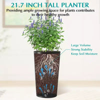 Lot de 2 jardinières carrées hautes noires pour plantes d'extérieur, pots de fleurs modernes fuselés pour porche, patio, entrée et décoration intérieure