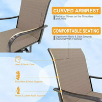 Tabourets de bar de jardin hauteur comptoir, lot de 2, chaises de terrasse extérieures pivotantes à 360° avec accoudoirs et dossier haut, assise de bar en maille textilène respirante pour terrasse