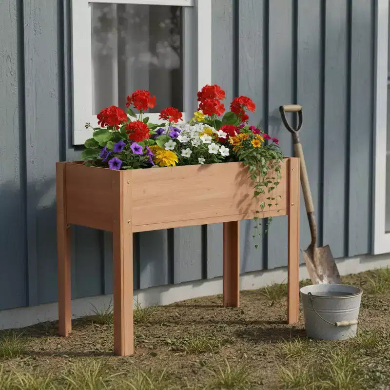 Jardin potager surélevé de 101,6 x 50,8 x 78,7 cm avec pieds, bac de plantation surélevé en bois massif pour légumes, herbes aromatiques et fleurs, montage facile