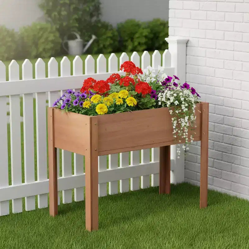 Jardin potager surélevé de 101,6 x 50,8 x 78,7 cm avec pieds, bac de plantation surélevé en bois massif pour légumes, herbes aromatiques et fleurs, montage facile