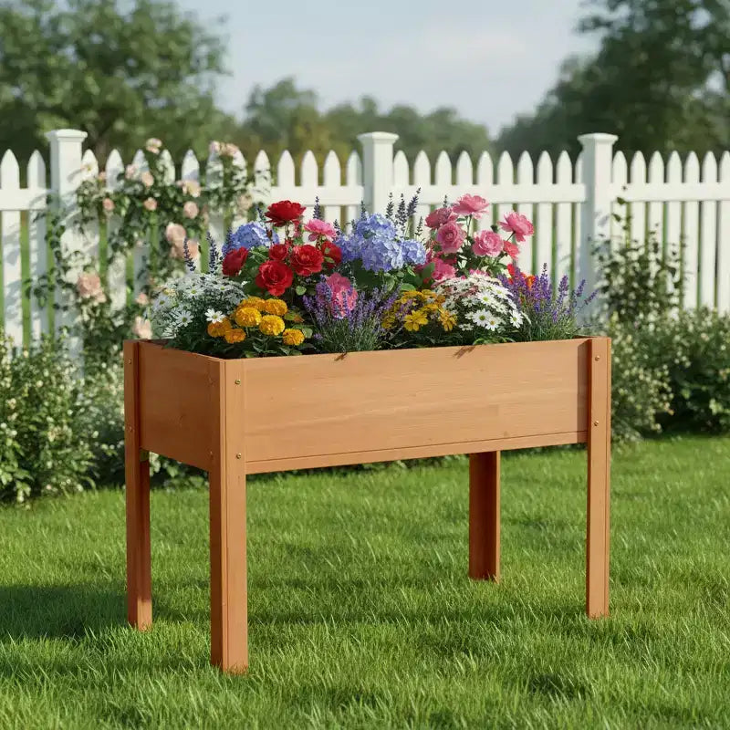 Jardin potager surélevé de 101,6 x 50,8 x 78,7 cm avec pieds, bac de plantation surélevé en bois massif pour légumes, herbes aromatiques et fleurs, montage facile