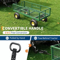 Chariot de jardin robuste 900 LBS - chariot utilitaire à 10 pneus pneumatiques avec côtes amovibles (1 pièce)