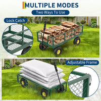 Chariot de jardin robuste 900 LBS - chariot utilitaire à 10 pneus pneumatiques avec côtes amovibles (1 pièce)