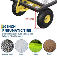 Chariot de jardin robuste 900 LBS - chariot utilitaire à 10 pneus pneumatiques avec côtes amovibles (1 pièce)
