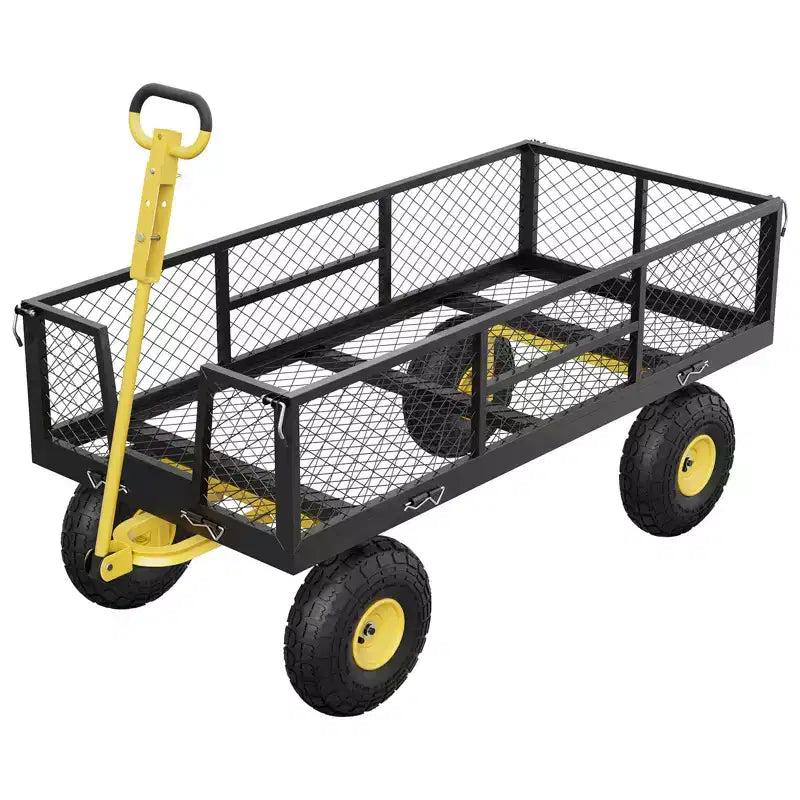 900LBS Heavy Duty Garden Cart - 10 Pneumatic Tires Utility Wagon with Removable Sides (1-Piece)